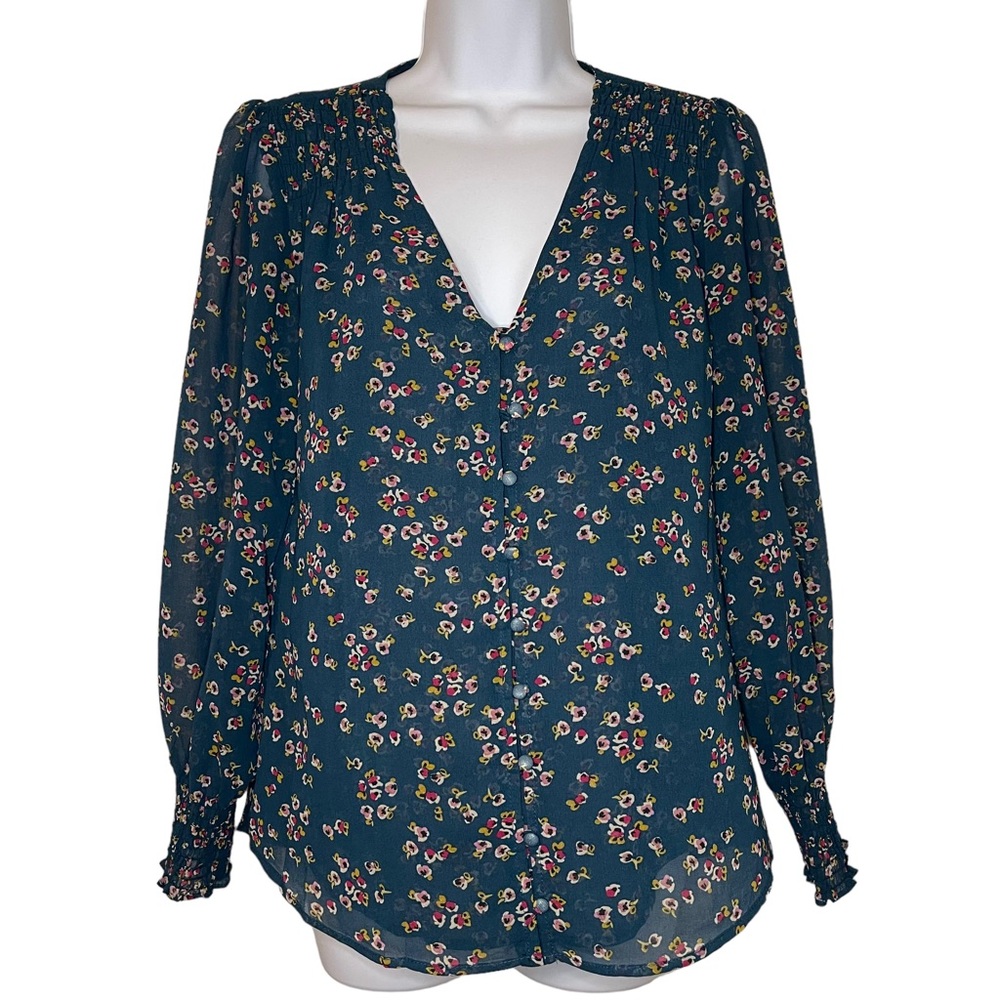 1. State Green Floral Print Blouse